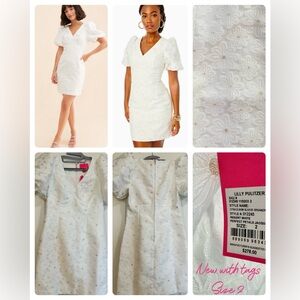 NWT Lilly Pulitzer Citra Floral Embroidered Shirt dress Resort White Jacquard